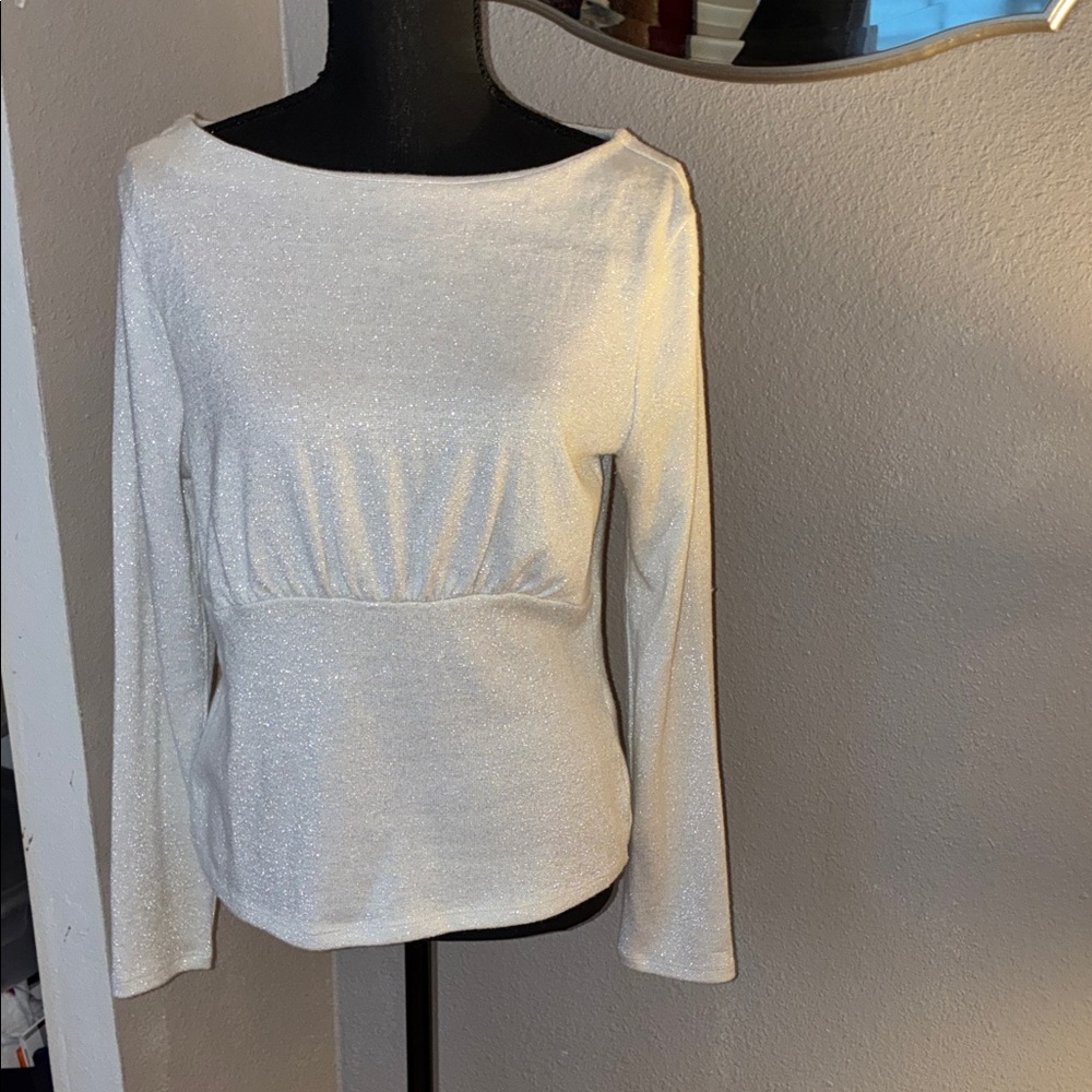 Banana Republic Shimmering Silver Long Sleeve Blouse